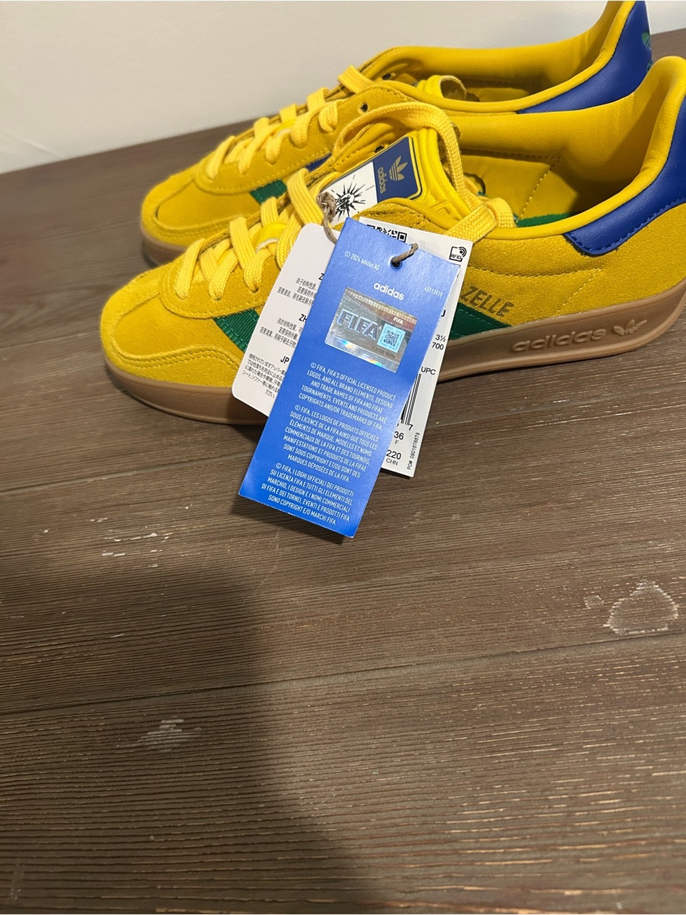 adidas Gazelle Indoor J World Cup 2026 Brazil Yellow Blue Green IH6463 Size 4Y - Picture 5 of 11
